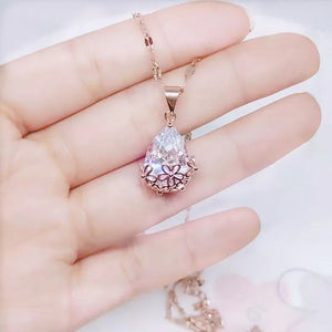 Peach Blossom Water Drop Necklace Titanium Steel Clavicle Chain