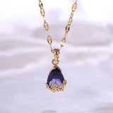 Peach Blossom Water Drop Necklace Titanium Steel Clavicle Chain
