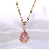 Peach Blossom Water Drop Necklace Titanium Steel Clavicle Chain