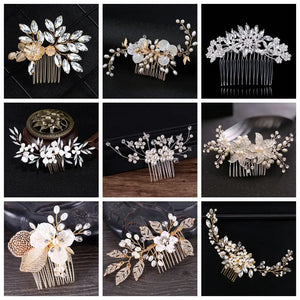 Crystal Pearl Hair Combs Bridal Hair Clips Wedding Jewelry Headpieces