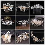 Crystal Pearl Hair Combs Bridal Hair Clips Wedding Jewelry Headpieces