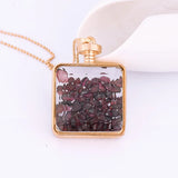 Crystal Photo Frame Pendant Necklace Square Perfume Bottle Pendant Jewelry