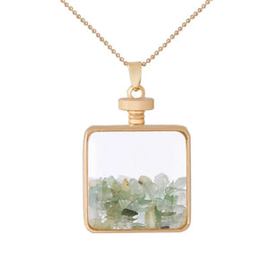 Crystal Photo Frame Pendant Necklace Square Perfume Bottle Pendant Jewelry