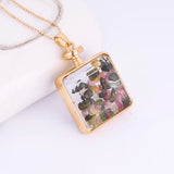 Crystal Photo Frame Pendant Necklace Square Perfume Bottle Pendant Jewelry
