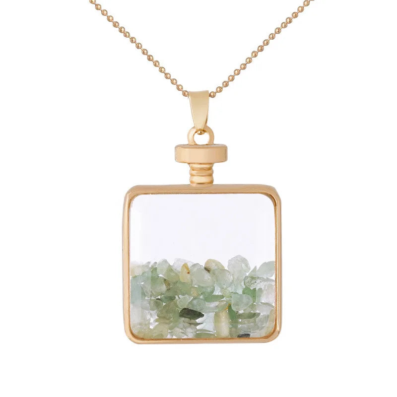 Crystal Photo Frame Pendant Necklace Square Perfume Bottle Pendant Jewelry