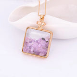 Crystal Photo Frame Pendant Necklace Square Perfume Bottle Pendant Jewelry