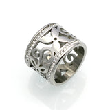 Crystal Rhinestone Stainless Steel Wedding Flower Ring