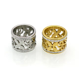 Crystal Rhinestone Stainless Steel Wedding Flower Ring
