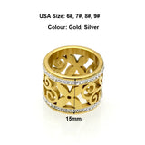 Crystal Rhinestone Stainless Steel Wedding Flower Ring