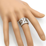 Crystal Rhinestone Stainless Steel Wedding Flower Ring