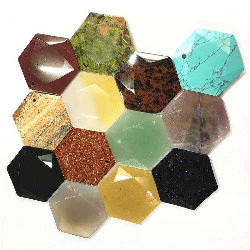 Faceted Hexagonal Sand Agate Pendant for Necklaces