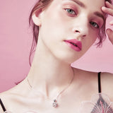 Heart CZ Star Pendant Necklace for Women with Rose Box, Tanabata Jewelry Gift