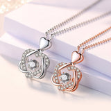 Heart CZ Star Pendant Necklace for Women with Rose Box, Tanabata Jewelry Gift