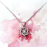 Heart CZ Star Pendant Necklace for Women with Rose Box, Tanabata Jewelry Gift