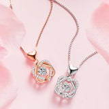 Heart CZ Star Pendant Necklace for Women with Rose Box, Tanabata Jewelry Gift