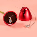 Heart CZ Star Pendant Necklace for Women with Rose Box, Tanabata Jewelry Gift