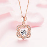Heart CZ Star Pendant Necklace for Women with Rose Box, Tanabata Jewelry Gift