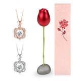Heart CZ Star Pendant Necklace for Women with Rose Box, Tanabata Jewelry Gift
