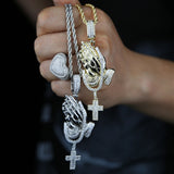Bling Praying Hands Cross Pendant CZ Necklace Hip Hop Jewelry