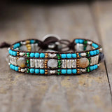 Bohemian Wrap Bracelet with Natural Stones and Seed Beads