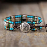 Bohemian Wrap Bracelet with Natural Stones and Seed Beads