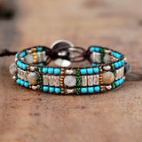 Bohemian Wrap Bracelet with Natural Stones and Seed Beads