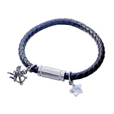 Cupid Star Crystal Pendant Leather Bangle Bracelet