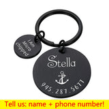Custom Collar ID Tag Keychain Personalized Pet Name Number Key Ring