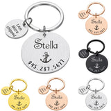 Custom Collar ID Tag Keychain Personalized Pet Name Number Key Ring