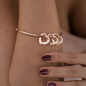 Personalized Stainless Steel Bangle - Engraving Name Heart Bracelet
