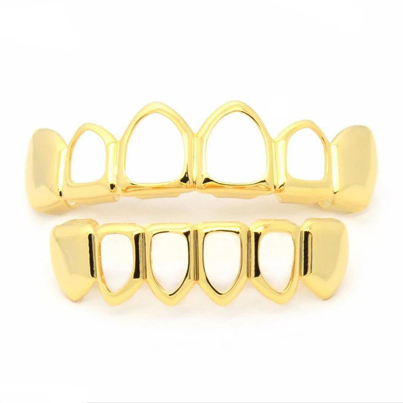 Rock Style Hip Hop Hollow Open Face Teeth Grill Caps Set