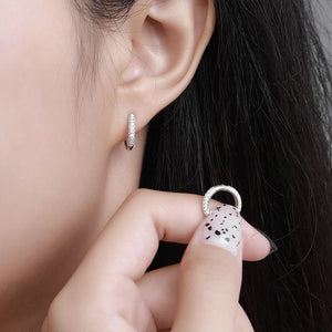 925 Silver Circle Diamond Moissanite Hoop Earrings for Women