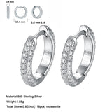 925 Silver Circle Diamond Moissanite Hoop Earrings for Women