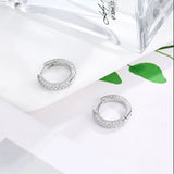 925 Silver Circle Diamond Moissanite Hoop Earrings for Women