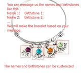 Personalized Family Birthstone Bangles Set for Mom and Kids