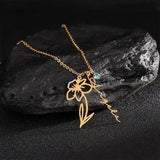 Birth Month Flower Name Necklace - Minimalist Jewelry for Women