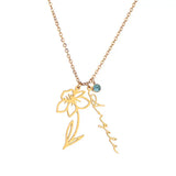 Birth Month Flower Name Necklace - Minimalist Jewelry for Women