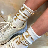 Custom Initial Anklet Stainless Steel A-Z Letter Boho Chain for Women