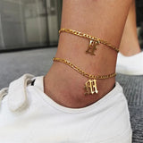 Custom Initial Anklet Stainless Steel A-Z Letter Boho Chain for Women
