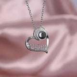Mom Heart Necklace Zircon Choker Pendant