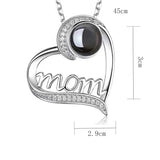 Mom Heart Necklace Zircon Choker Pendant