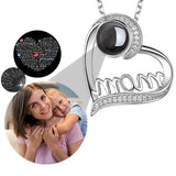 Mom Heart Necklace Zircon Choker Pendant