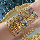 Stainless Steel Zircon Name Bracelet Adjustable Full Diamond Letter Bracelet
