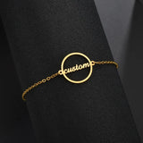 Adjustable Stainless Steel Name Bracelet Heart Round Bracelet For Women Girls