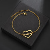 Adjustable Stainless Steel Name Bracelet Heart Round Bracelet For Women Girls