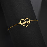 Adjustable Stainless Steel Name Bracelet Heart Round Bracelet For Women Girls