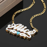 Personalized Double Plated Heart Name Necklace for Women