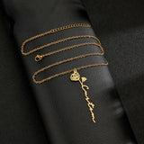 Alphabet Name Flower Necklace for Women Stainless Steel Jewelry