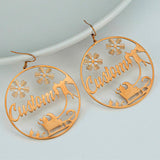 Personalized Name Earrings Snowman Elk 18K Plated Stainless Steel Jewelry