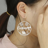 Personalized Name Earrings Snowman Elk 18K Plated Stainless Steel Jewelry